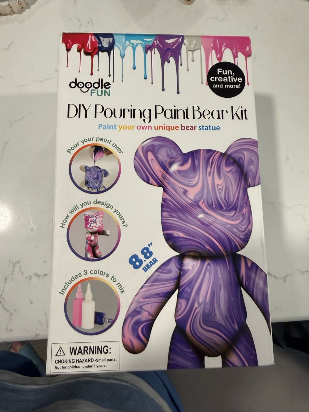 DIY Pouring Paint Bear Kit – Purple Marble Bear (8.8")